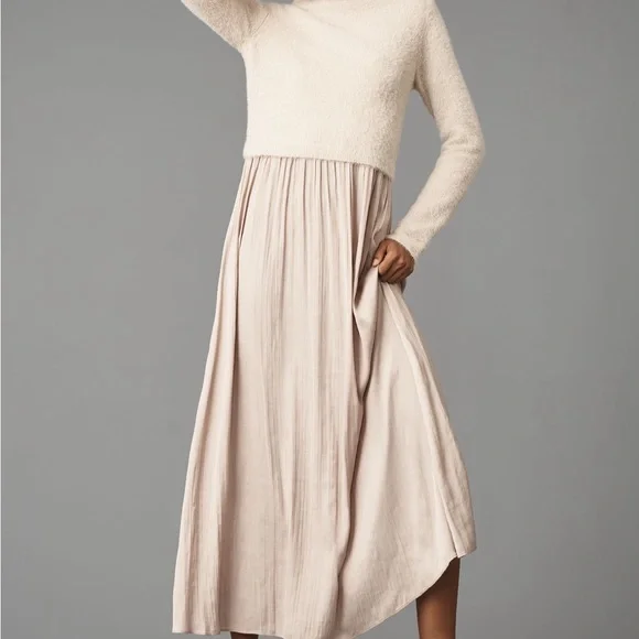 Anthropologie Tan Long Sleeve Dress - Picture 1 of 6